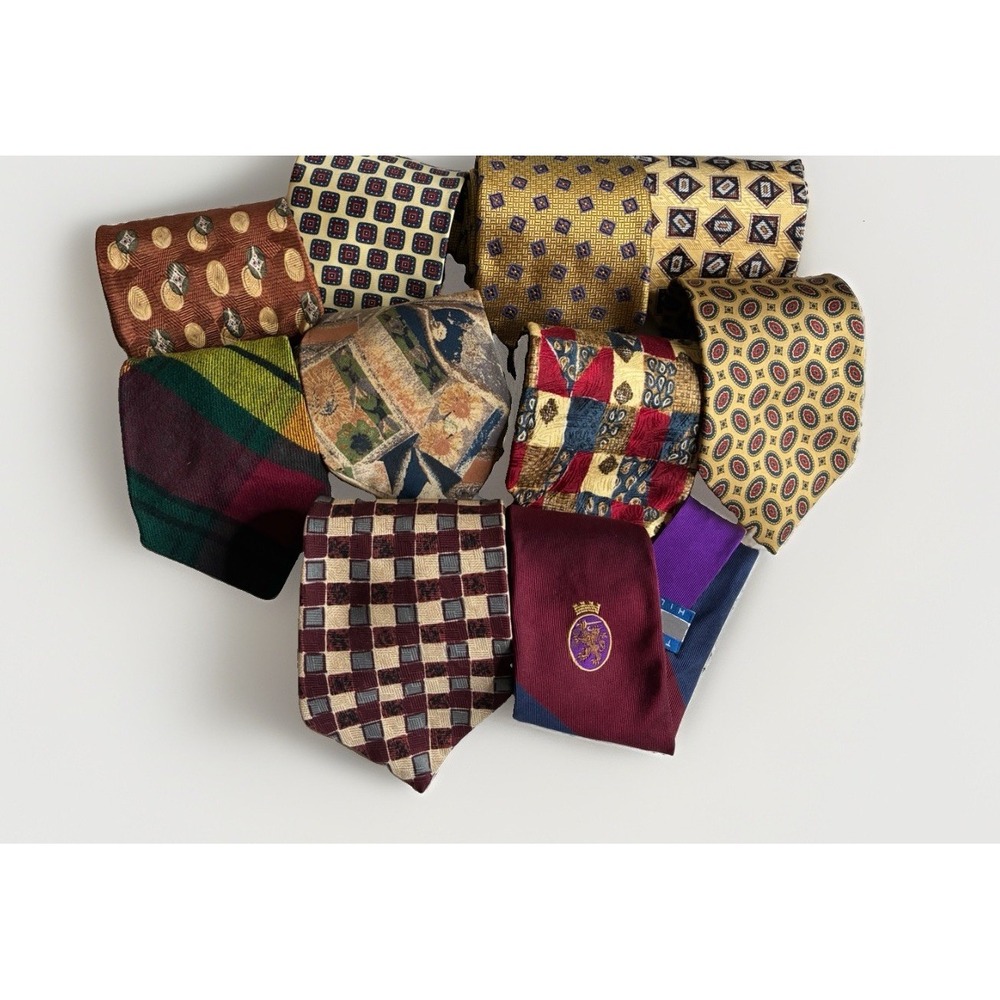 Lot‎ of 10 Men's Neckties Ties Hilfiger Silk Various Designers Pick Yellow
